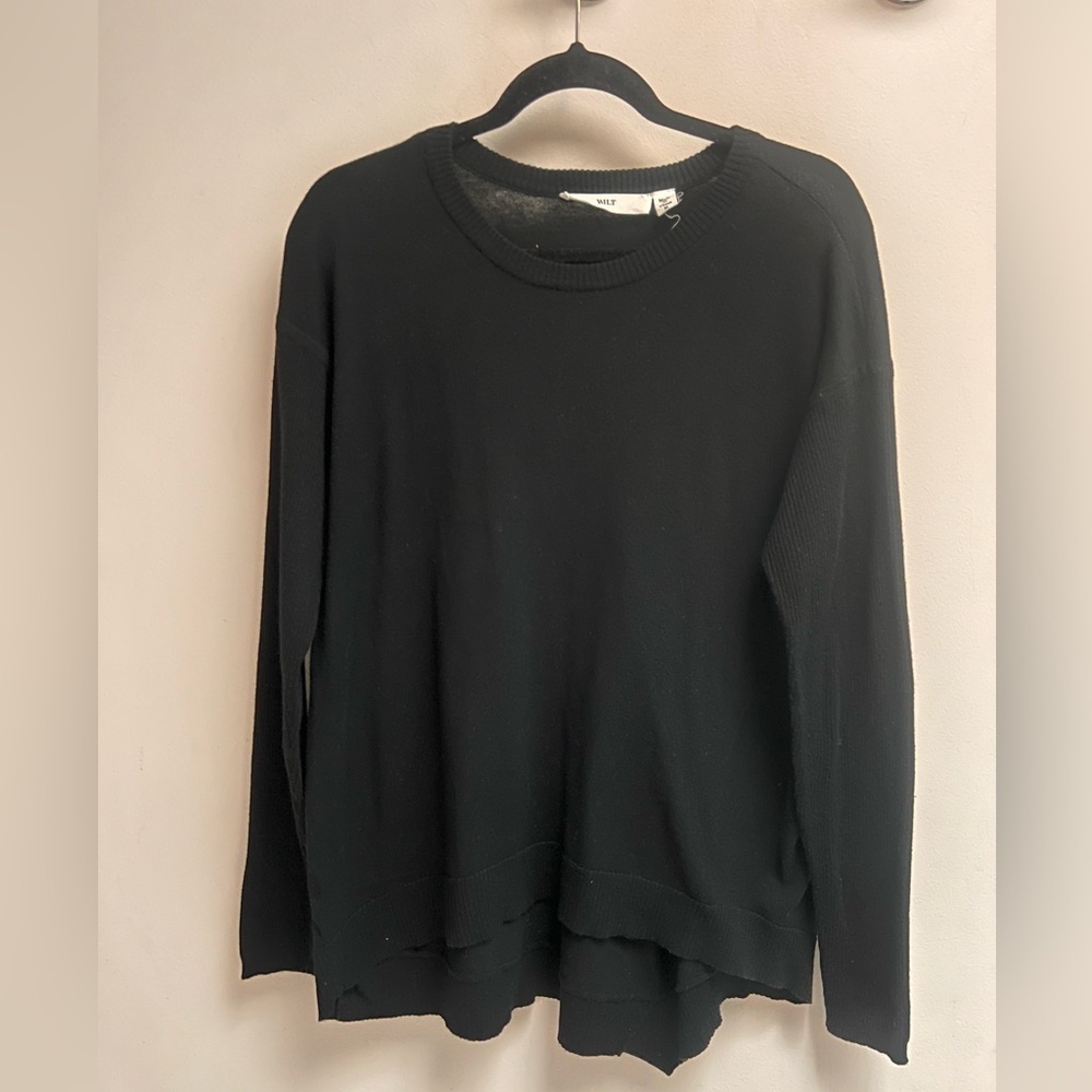 WILT Women’s Black Long Sleeve Oversized Crewneck Sweater - size Medium - Picture 10 of 12